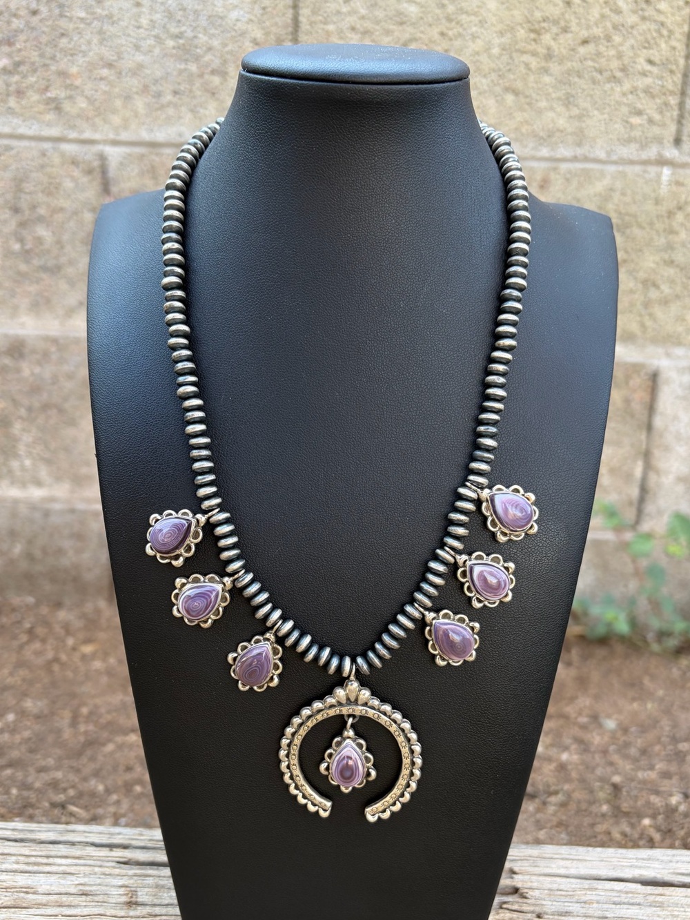 RARE Wampum Shell Squash Necklace Sterling Silver 925 Naja Southwest